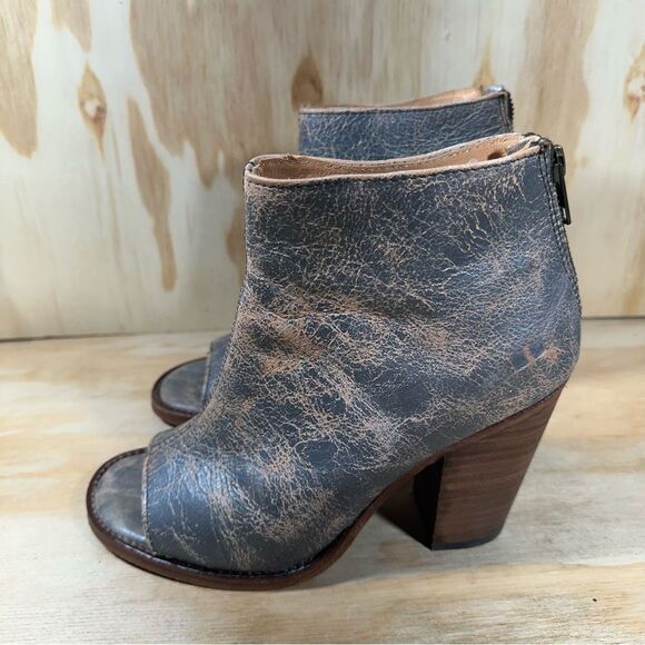 BED|STU Onset Peep Toe Distressed Gray Ankle Booties Women’s Size 7 - Picture 1 of 8